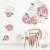 Väggklistermärken Peony Rose Flowers Print Wallpaper Art Nursery Decals for Kids Living Room Interior Decoration Sticker 231026
