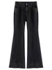 Kvinnors jeans ziqiao retro stil hög midja svart bootcut för kvinnor 2023 Autumn Winter High Street Tall Slim Long Pants Female