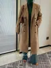 Женская полушерстяная длинная куртка-пальто 2023, женская одежда в корейском стиле, модный винтажный элегантный Y2k, осенне-зимний шикарный топ, Тренч, костюм 231026