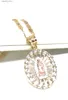 Colliers pendentifs découpés au Laser tricolore vierge marie Zircon pendentif collier 18K plaqué or en acier inoxydable bijoux pour femmes meilleur cadeau de noël fille Q231026