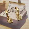Fashion Designer Earrings V Letter Banshee Medusa Head 18K Gold Plated Womens VE11 Charm261d