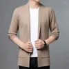 Suéter masculino estilo britânico elegante tamanho grande cardigan para homem cavalheiro cáqui suéter oversize azul jaquetas de malha outono roupas masculinas