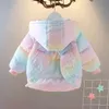 Daunenmantel Mode Bunte Einhorn Jacken Für Mädchen Mantel Winter Warm Mit Kapuze Parka Schneeanzug Nette Flügel Kinder Oberbekleidung Kleidung 231025