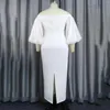 Robes décontractées Sexy Blanc Pour Femmes De L'épaule Lanterne Manches Gaine Longueur De La Cheville Dos Split Dames Fête D'anniversaire Dîner Robe