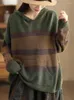 Kobiety swetry kobiety jesienne zimowe poruszenie smażone barwione bawełniane gwint z kapturem topy pulowerowe retro kontrast ananasowy luźny sweter