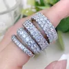 Hip Hop Three Rows 2.5mm Moissanite Full Eternity Wedding Band Special S925 Rings Luxury Diamond Ring for Women