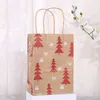 Christmas Decorations Kraft Gift Bags With Handle 12pcs/set Portable Wrapping Accessory Year Birthday Party