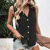 Blusas femininas sumemr tan topo camisa de cor sólida elegante oversize com decote em v regata respirável macio casual verão camisetas