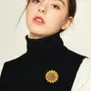 Pins Brooches Luxurious Yellow Rhinestone Sunflower Brooch Plant Flower Brooches Woman Party Accessories 231025