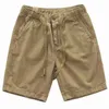 Shorts Masculinos Estilo Hong Kong Cintura Elástica Casual Verão Cor Sólida Coreano Na Moda Meninos Quarter Lace Up Calças