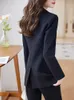 Costumes pour femmes Blazers S-4XL grande taille femmes veste et pantalon costume dames violet bleu noir femme affaires vêtements de travail Blazer pantalon formel 2 pièces ensemble 231023