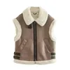 Damesvesten Bontvest Dames Faux Schapenvacht Vest Chic Lady Leer Fleece Warm Vrouw Mouwloos Jasje Herfst Winter 231025