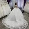 Wspaniałe koronkowe sukienki ślubne Seksowne Nowe 3D Klorowe cekiny z koralikami Siekad Pociąg Custom Made Long Rleeves Arabic Muzułmańska Suknia Bridal Sukienka 403