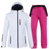 Combinaisons de ski -35 degrés femmes combinaison de Ski veste de snowboard hiver coupe-vent imperméable vêtements de neige veste de Ski thermique et sangle pantalon de neige 231025