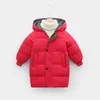 Para baixo casaco inverno crianças para baixo jaqueta acolchoada de comprimento médio jaqueta de bebê para meninos e meninas cor sólida casual jaqueta com capuz cardigan 231025