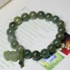 Trendy Natural 10mm Jadeite Bracelet Oil-green Pixiu Men and Women Charm Bracelets DIY Beads Accessories Birthday Gift Whole260t