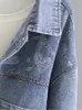 Jaquetas femininas plus size roupas para primavera e outono denim jaqueta de manga comprida pintada à mão padrões personalizados grande casual 231025