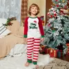Famille correspondant tenues joyeux Noël Look parent-enfant 2 pièces costume à la maison bébé barboteuse rayé imprimé pyjama de Noël ensemble 231026