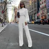 Casual Wide Leg Summer Bodycon Jumpsuit Women Overalls Långärm Vit Svart Skinny Rompers Womens Jumpsuit Kvinna T200528243M