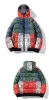 2023 Winter Jacket Men Bandana Print Patchwork Cotton Padded Coat Thick Warm Hooded Varsity College University Outerwear