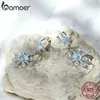 Stud Bamoer 925 Sterling Silver Snowflake Drop Earrings Colorul Fashion Ear Buckle For Women Original Design Fine Jewelry Party Gift YQ231026