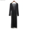 Basic Casual Dresses 2023 Black Mesh Beach Cover up dress Tunic Long Pareos Bikinis Cover ups Swim Cover up Robe Plage Beachwear T231026