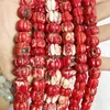 Löst ädelstenar 8 12mm-10 12-14 16mm snidad punpkin-form vit röd gammal korall naturliga ädelstenpärlor för smycken som gör DIY
