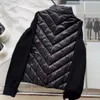 Women Puffer Coats Womens Down Parkas Embroidered Badge Knitted Panel Slim Stand Collar Thin Windproof Jacket Top Size