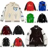 FW Designer Mens Varsity Jacket Baseball Ytterkläder Coat Wool Fleece Flocking Leather Jackets Embroiderd Single Breasted Par UN316C