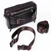 Waist Bags Genuine Leather Black Horizontal Belt Bags For Phone Men's Shoulder Messenger Bag Crossbody Waterproof Women's Waist Fanny Packs 231026