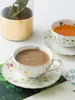 Mugs 1pc Porcelain Mug Coaster European Style Floral Print Coffee For Table 231026