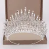 Trendy Silber Farbe Strass Kristall Königin Große Krone Braut Hochzeit Tiara Frauen Schönheitswettbewerb Braut Haarschmuck Schmuck M288B