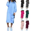 Les sweats à capuche pour femmes restent à la mode et au chaud avec cette robe à capuche colorée à manches longues pour l'automne et l'hiver 10CF