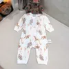 Macacões de bebê de luxo bonito animal impressão recém-nascido bodysuit tamanho 59-90 design de abertura confortável sensação rastejando terno oct25