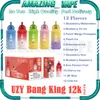 Original UZY Bang King 12000 Puff Disposable E Cigarettes 0.8ohm Mesh Coil 23ml Pod Battery Rechargeable Electronic Cigs Puff 12K 0% 2% 3% 5% Vape Pen Kit