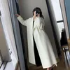 Женское смешанное шерстяное осеннее и зимнее корейское пальто, универсальное белое высококачественное модное темпераментное утолщенное женское шерстяное пальто средней длины и длинное 231025