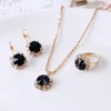 Wedding Jewelry Sets Fashion Jewelry Set for Women Round Crystal Pendants Earrings Ring Sets Bridal Decoration Colorful Three Piece Gifts Conjunto 231025