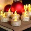 Party Decoration LED FLAMELESS CANDLE LJUS PUVERICH UTSKRIFT Mjuk ljus Hem Bröllop Birthday Decoration Batteri Ljus 5Color