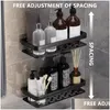 Étagères de salle de bain étagères de rangement espace aluminium sans perceuse montage mural étagère d'angle toilette maquillage organisateur pour shampooing 230418 Drop De Dhs39