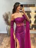 Elegante rosige rosa Ballkleider, trägerloses Pailletten-Abendkleid, Illusionsmieder, Falten, rückenfrei, geteilt, formell, langes Partykleid für besondere Anlässe