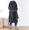 겨울 코트 오리지널 디자인 까마귀 드레스 느슨한 플러스 사이즈 여성의 대형 버전 후드 칼라 슬릿 케이프 드레스