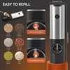 Mills Electric Salt Grinder Set USB Rechargeable Pepper Mill With LED Light Adjustable Coarseness Kitchen Tools 231026