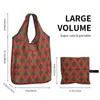 Shopping Bags Tartan Pattern Christmas Styles Grid 1 PC Reusable Bag Women Portable Tote Holiday No Zipper