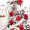 Decorazioni natalizie 10 pezzi 16 cm Glitter Poinsettia Fiori artificiali Albero Ornamenti natalizi fai da te Decorazioni per la casa 231026