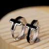 Stud Zabra 925 Gümüş Kulak Klipli Kadın Moda Küpe Küçük Siyah Erkek Kadın Beyaz Punk Rock Ring Cross Male YQ231026