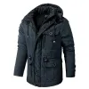 Мужская утолщенная теплая зимняя куртка, кашемировая флисовая внутренняя куртка с хлопковой подкладкой, мужская ветровка, верхняя одежда с капюшоном, хлопковая парка, зимняя куртка