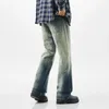 Men's Jeans American High Street Gradient Color Flare Loose Straight Trench Wide Leg Long Pants Cargo