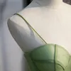 エスニック服エレガントなプリンセススタイルQipaoトレーニングVestidos de Festa Green Meshイブニングドレス女性ストラップレスセレブバンケットガウン