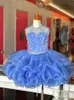 Симпатичное блестящее пышное платье для девочек 2024 C208, многослойная юбка из органзы с оборками, пышное праздничное платье с кристаллами и кексами, ярусы для маленьких девочек, на шнуровке, пудровый синий, королевский