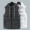 Heren Vesten Winter Mannen Vest Met Capuchon Dikke 2023 Casual Brief Gedrukt Waterdicht Mannelijke Comfortabel En Warm Vest Plus Size 4XL